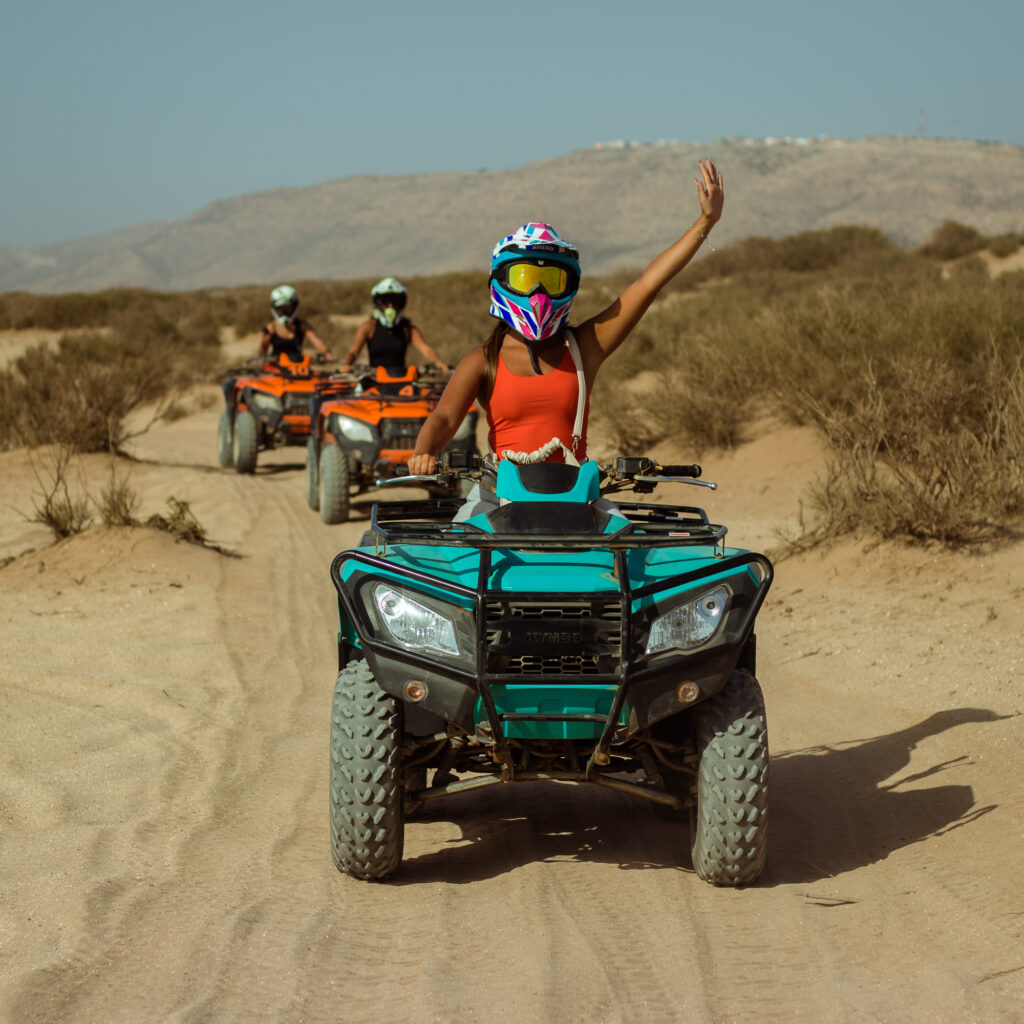 Quad biking adventure in Timlalin desert dunes near Agadir Morocco