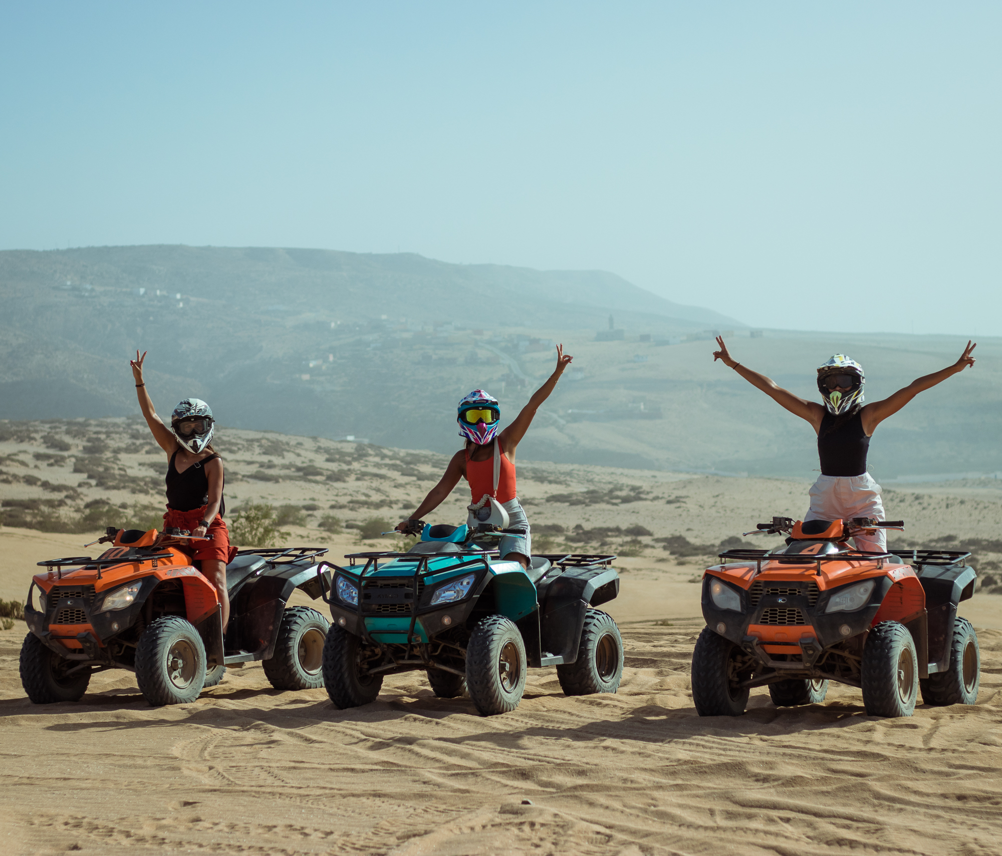Quad biking adventure in Timlalin desert dunes near Agadir Morocco