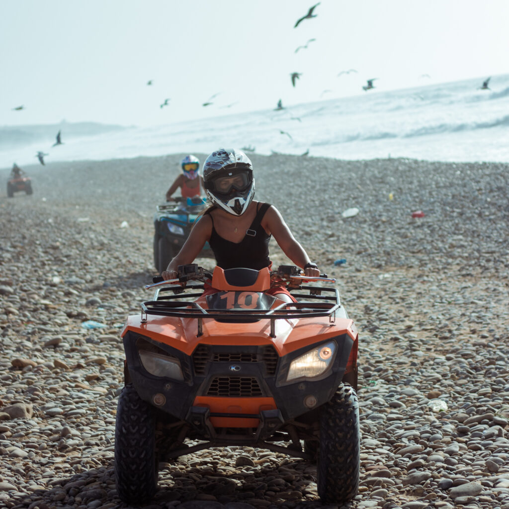 Quad biking adventure in Timlalin desert dunes near Agadir Morocco