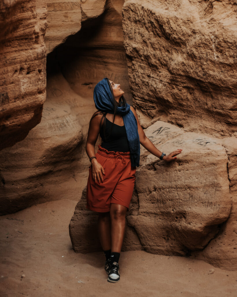 Cave in Timlalin desert canyons near Agadir Morocco