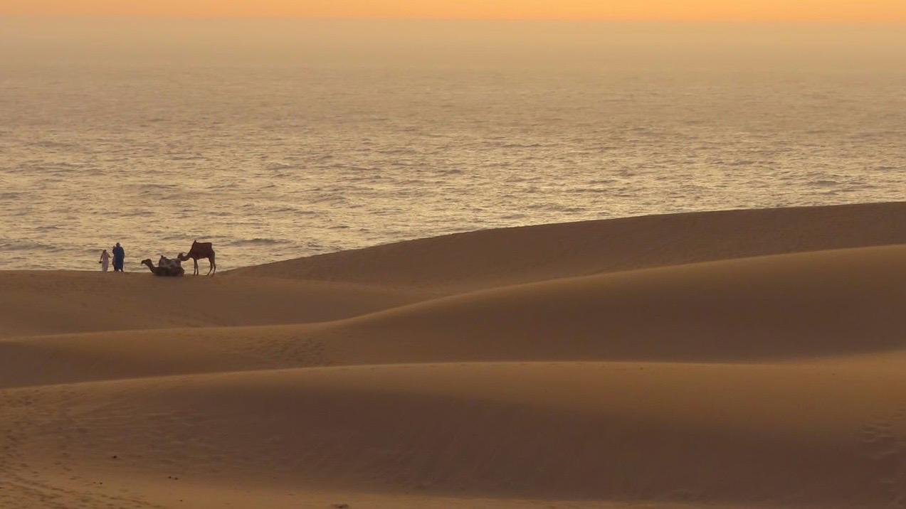 Scenic Timlalin desert view with sand dunes near Agadir Morocco